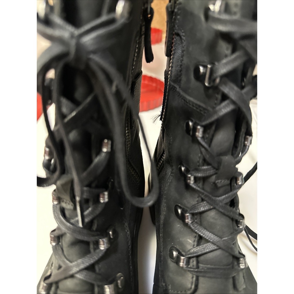SOREL Emelie Conquest Leather Waterproof Black Combat Boots Women's Sz 10 - Picture 5 of 10